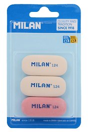 Ластик «124», Milan, овальный, 3 штуки