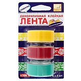 Клейкая лента , Action, декоративный,18мм*10м*3шт, в блистере