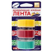 Клейкая лента декоративная, 18 мм х 10 м, 3 штуки, Action