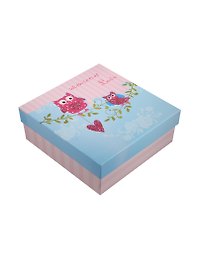 Коробка подарочная "Совы. Owls с блестками" 19*19*7см, картон, Хансибэг
