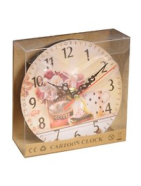 Сувенир, Часы настольные Прованс розы и кофе 12см 12-34135-ZJ-012-4