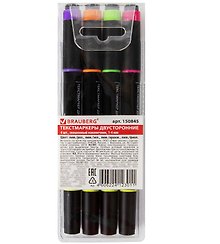 Текстовыделители 4 цвета 1-4 мм, двухсторонние, Brauberg