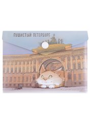 Папка-конверт А6 на кнопке СПб "Кот и Арка главного штаба"