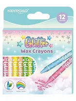 Мелки восковые 12цв "Glitter", к/к, Keyroad