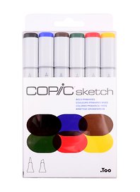 Набор маркеров Copic Sketch основные цвета насыщенные, 6 цветов