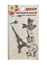 Набор Декор металл Парижские тайны (807393) (3шт) (Арт Узор) (упаковка)