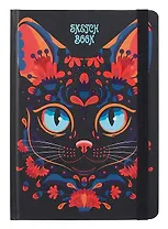 Скетчбук А5 80л "КОТ ЛЯ РУС" 100г/м2, тв.обложка, выб.лак, резинка, мат.ламинация