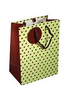 Пакет подарочный бумажный А5 18*23*10 "Горошек", зеленый, мат. ламинат, Хансибэг