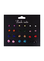 Бижутерия Пусеты в наборе, 12 пар Стразы микс (упаковка)