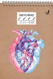 Скетчбук А5 40л "Heart", 120г/м2, обложка крафт картон, выборочный лак, евроспираль