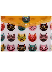 Папка-конверт А4 на кнопке"Котики в очках", ассорти