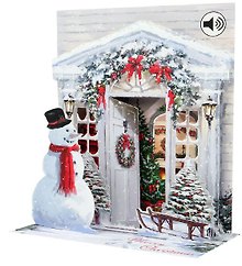 3D открытка Новогодняя дверь (Holiday Door) (музыка) (SS042)