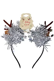 Ободок новогодний Рожки олененка с ушками и мишурой (текстиль) (12-6142-HNY11)