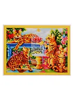 Набор для творчества, Рыжий Кот, Алмазная мозаика Бенгальские коты в саду (класс.) 40х50см, с подр.,с полн. заполн.38 цв. AC4024