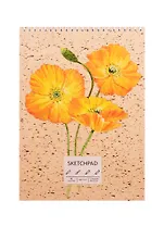 Скетчбук А4 40л "Желтые цветы", 120г/м2, обложка крафт картон, евроспираль
