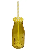 Бутылочка с крышкой и трубочкой (стекло) (280 мл) (2603818)