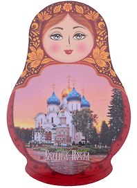 ГС Магнит плоский Троице-Сергиева Лавра Матрешка бордовая (95х145)