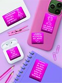 Наклейки эпоксидные «Фразы розовые», 110х200, Pink - 2