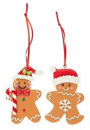 Набор новогодних подвесных украшений Пряничные человечки (2шт) (пластик) (ПВХ бокс) (7х10) (12-07253CR-8)