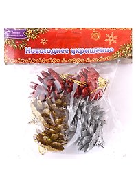Набор елочных украшений Шишки (пластик) (6 шт) (3х5)