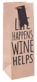Пакет бутылочный 12*12*34,5 "Life happens" бум.мат.ламинат