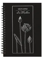 Скетчбук А5 20л "Лотос" 200 г/м2, евроспираль, тонир.картон, тиснение фольгой "Серебро"