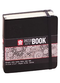 Скетчбук 12*12 80л "Sakura" черный, 140г/м2, тв.обл., Sakura