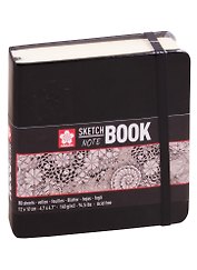 Скетчбук 12*12 80л "Sakura" черный, 140г/м2, тв.обл., Sakura