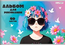 Альбом для рисования «Девочка в цветах» Listoff А4, 40 листов, скрепка