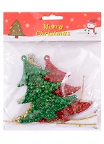 Набор ёлочных подвесок Новогодние ёлочки (4 шт) (пластик) (9,5 см)