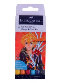 Ручки капиллярные"Pitt Artist Pens Manga Shojo Brush", ассорти, 6 шт., пластик., Faber-Castell
