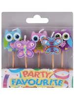 Набор свечей для торта Совы и Бабочки (5шт)