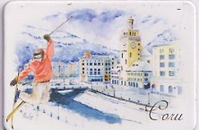 Магнит Роза-Хутор Лыжник (картон) (Сочи) (МК/501/009)