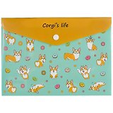 Папка-конверт А5 на кнопке "Corgi's life"