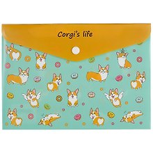 Папка -конверт «Corgi's life» А5 на кнопке