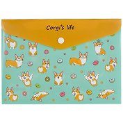 Папка-конверт А5 на кнопке "Corgi's life"