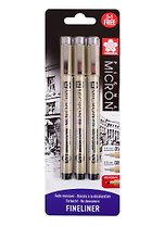 Набор капиллярных ручек Pigma Micron 3шт (0.45мм 0.5мм + PN) цвет черный, Sakura