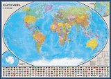 Карта мира политическая. Масштаб 1:25 000 000 (с флагами государств)
