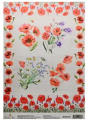 Декупажная карта Маки 21*30см
