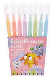 Фломастеры «Jolly Friends Pastel» Erich Krause, 8 цветов, смываемые