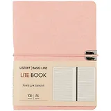Записная книжка А6 100л лин. "LITE BOOK. Розовый" иск.кожа, интегр.переплет, скругл.углы, ляссе, поперечн.резинка, инд.уп.