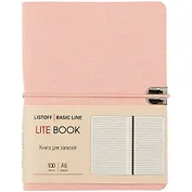 Записная книжка А6 100л лин. "LITE BOOK. Розовый" иск.кожа, интегр.переплет, скругл.углы, ляссе, поперечн.резинка, инд.уп.
