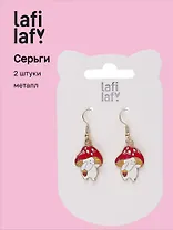Сережки Кролики в шляпках мухоморов (2шт) (металл) (12-48782-202405-AC13) (Lafilaf)