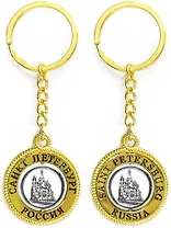 Сувенир, АКМ, Брелок-канат,"Храм "Спас-на-Крови", металл, вставка фигурная, цвет золото