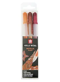 Ручки гелевые 03цв "Metallic Природа" Медный, Сепия, Бордовый