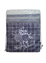 Мешок для сменной обуви "ШОТЛАНДКА СЕРАЯ" 36*48см, полиэстер, карман на молнии, Феникс