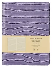 Книга для записей А5 100л лин. "Savage. Сиреневый" евроспираль, иск.кожа, тонир.блок., тиснение серебр.фольгой, петля д/ручки, кармашки