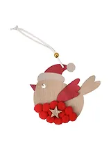 Новогоднее подвесное украшение Птичка в колпачке (дерево, ПВХ) (11х12) (92169)