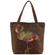 Сумка-шоппер на молнии Фламинго из фруктов (43х40) (текстиль)