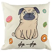 Подушка Мопс фр-фр (43х43) (текстиль)(12-11403-M1)